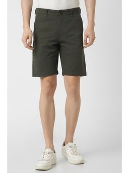 Peter England - Men Green Cotton Solid Shorts