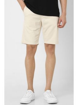 Peter England - Men Beige Cotton Solid Shorts