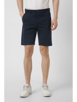 Peter England - Men Navy Blue Cotton Solid Shorts