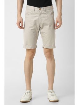 Peter England - Men Grey Cotton Solid Shorts