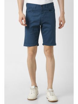 Peter England - Men Blue Cotton Self Design Shorts