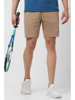 Van Heusen - Men Khaki Rayon Blend Solid Shorts