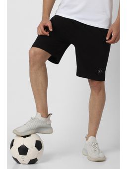 Van Heusen - Men Black Cotton Blend Solid Shorts
