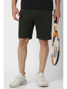 Van Heusen - Men Green Cotton Blend Solid Shorts