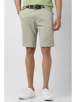 Van Heusen - Men Green Cotton Blend Solid Shorts