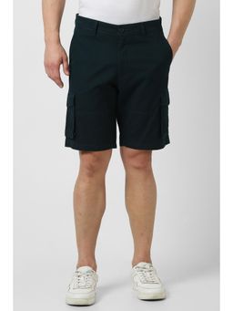 Van Heusen - Men Green Cotton Solid Shorts