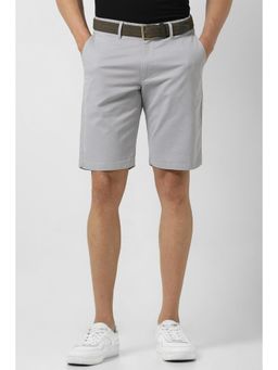 Van Heusen - Men Grey Cotton Blend Solid Shorts