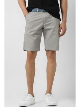 Van Heusen - Men Grey Cotton Blend Solid Shorts