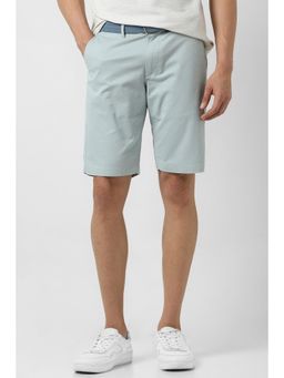 Van Heusen - Men Blue Cotton Blend Solid Shorts