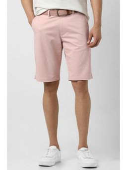 Van Heusen - Men Pink Cotton Blend Solid Shorts