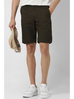 Van Heusen - Men Green Cotton Solid Shorts