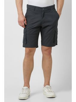 Van Heusen - Men Grey Cotton Solid Shorts