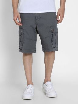 American Eagle - Men Grey Cotton Blend Solid Shorts