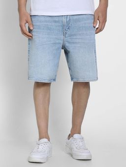 American Eagle - Men Blue Cotton Blend Solid Shorts