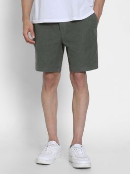 American Eagle - Men Olive Linen Blend Printed Shorts
