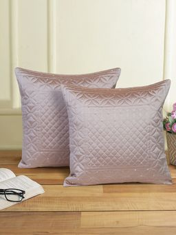 Eyda - Grey Color Quilted Cushion Covers Set of 2 - 16x16 inch