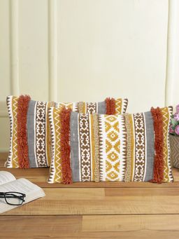 Eyda - Hand Block Printed Cotton Cushion Covers Set of 2 12x20 inch