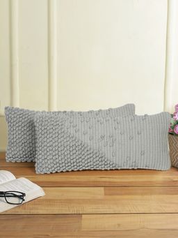 Eyda - 100% Cotton Woven Design Cushion Covers Set of 2 12x28 inch