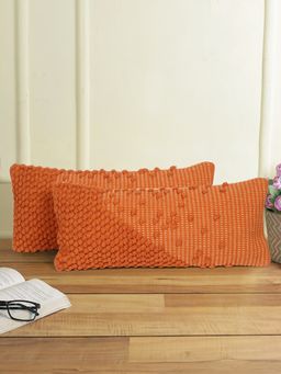 Eyda - 100% Cotton Woven Design Cushion Covers Set of 2 12x28 inch
