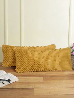 Eyda - 100% Cotton Woven Design Cushion Covers Set of 2 12x28 inch
