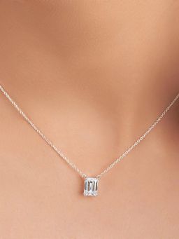 Friendly Diamonds - Lab Grown Diamond 0.50 Ct Emerald Solitaire Necklace Split Claw Prongs 14Kt Gold