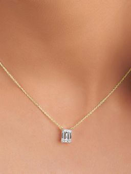 Friendly Diamonds - Lab Grown Diamond 0.50 Ct Emerald Solitaire Necklace Split Claw Prongs 14Kt Gold