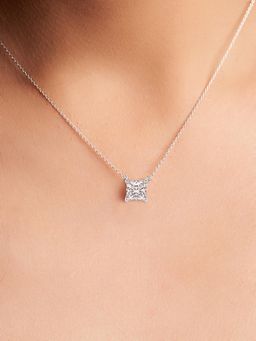 Friendly Diamonds - Lab Grown Diamond 0.50 Ct Princess Solitaire Necklace Claw Prongs 14Kt Gold