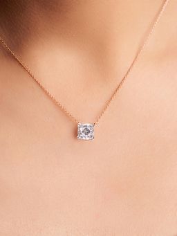 Friendly Diamonds - Lab Grown Diamond 0.50 Ct Cushion Solitaire Necklace Split Claw Prong 14Kt Gold