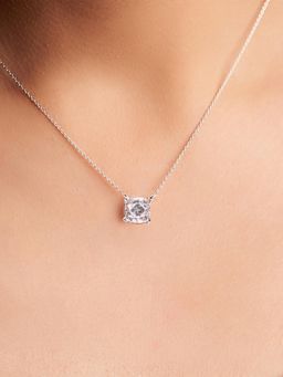 Friendly Diamonds - Lab Grown Diamond 0.50 Ct Cushion Solitaire Necklace Split Claw Prong 14Kt Gold