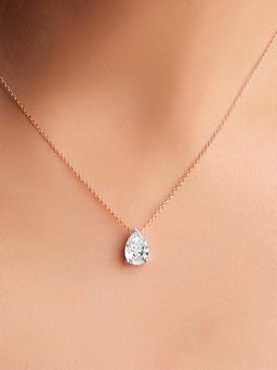 Friendly Diamonds - Lab Grown Diamond 0.50 Ct Pear Solitaire Necklace Three Prongs 14Kt Gold