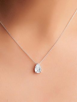 Friendly Diamonds - Lab Grown Diamond 0.50 Ct Pear Solitaire Necklace Three Prongs 14Kt Gold