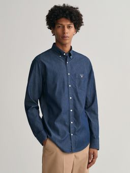GANT - Men Regular Indigo Button Down Shirt In Navy Blue