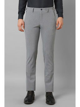 Louis Philippe - Men Grey Super Slim Fit Stripe Flat Front Formal Trousers