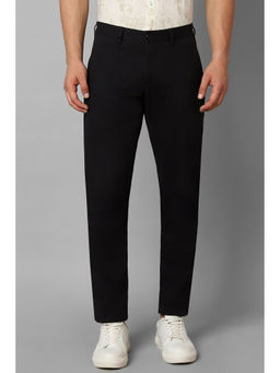Louis Philippe - Men Black Slim Fit Solid Flat Front Casual Trousers