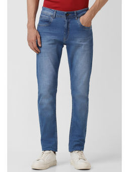 Peter England - Men Blue Mid Wash Classic Straight Jeans