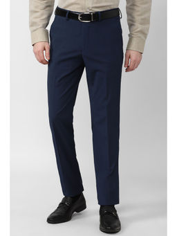 Van Heusen - Men Navy Checks Slim Fit Trousers