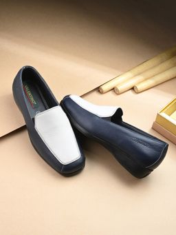 Valentino - Women Navy Blue Leather Loafers