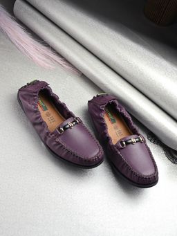 Valentino - Women Purple Leather Loafers