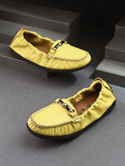Valentino - Women Yellow Leather Loafers