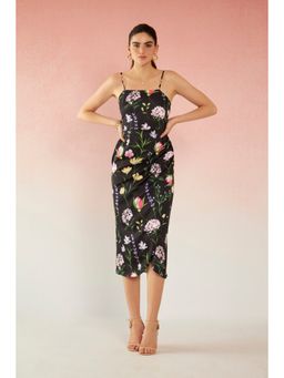 Virgio - Raisa Glam Lycra Satin Floral Dress