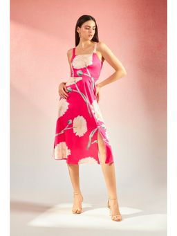 Virgio - Dahlia Chic Lycra Satin Floral Dress
