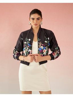 Virgio - Margot Versatile Lycra Satin Floral Crop Jacket