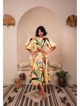 Beyond Tara - Yellow Bali Puff Sleeve Dress