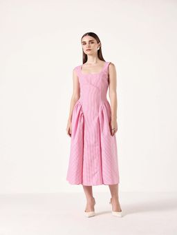 Muvazo - Pink Corset Gingham Dress