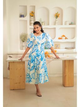 Beyond Tara - Blue Nicobar Puff Sleeve Dress