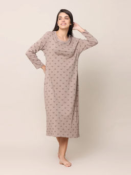 Saltpetre - Women Taupe Pine Print Midi Dress
