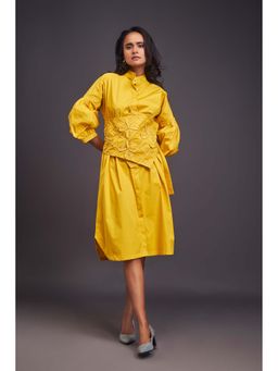 Deepika Arora - Yellow Dress with Belt (Set of 2)
