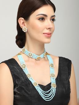 Yellow Chimes - Gold Plated and Blue Layered Jewellery Set of 3