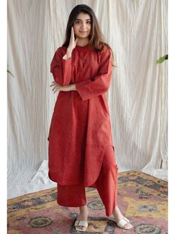 The Indian Ethnic Co. - Bombay Ajrakh Red Cotton Co-Ord (Set of 2)