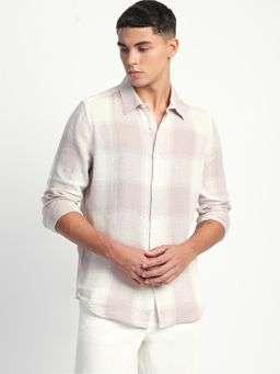 The Bear House - Mens Purple Checks Slim Fit Casual Shirt